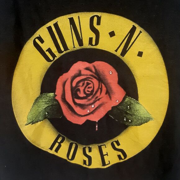 Guns N Roses Crop Top Black Womens T-Shirt Tee Shirt Graphic Size Large Cropped - Picture 1 of 6